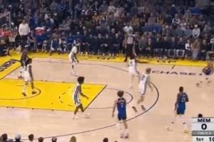 很难受！库里虚晃后突破上篮&勇士7-0 灰熊开局69秒喊暂停